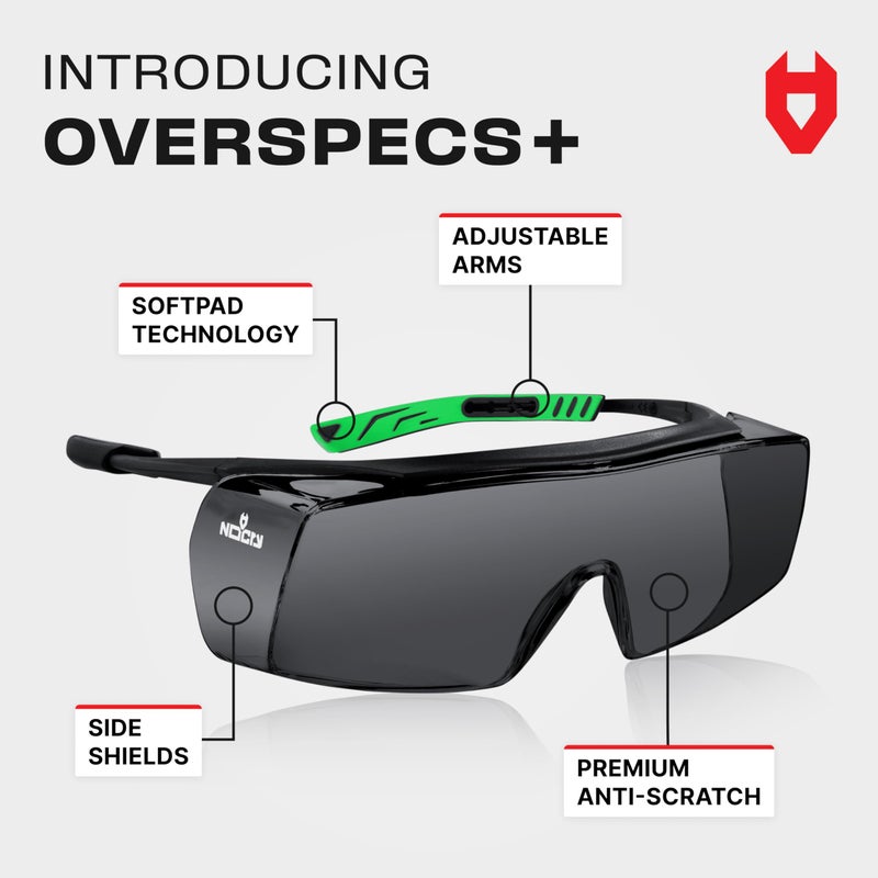 NoCry Tinted Safety Glasses Over Eyeglasses for Men and Women with Anti Scratch Wraparound Lenses â€” UV400 and ANSI Z87 Certified â€” Adjustable Temples with Anti-Slip Tips â€” Great for Shooting - Image 2